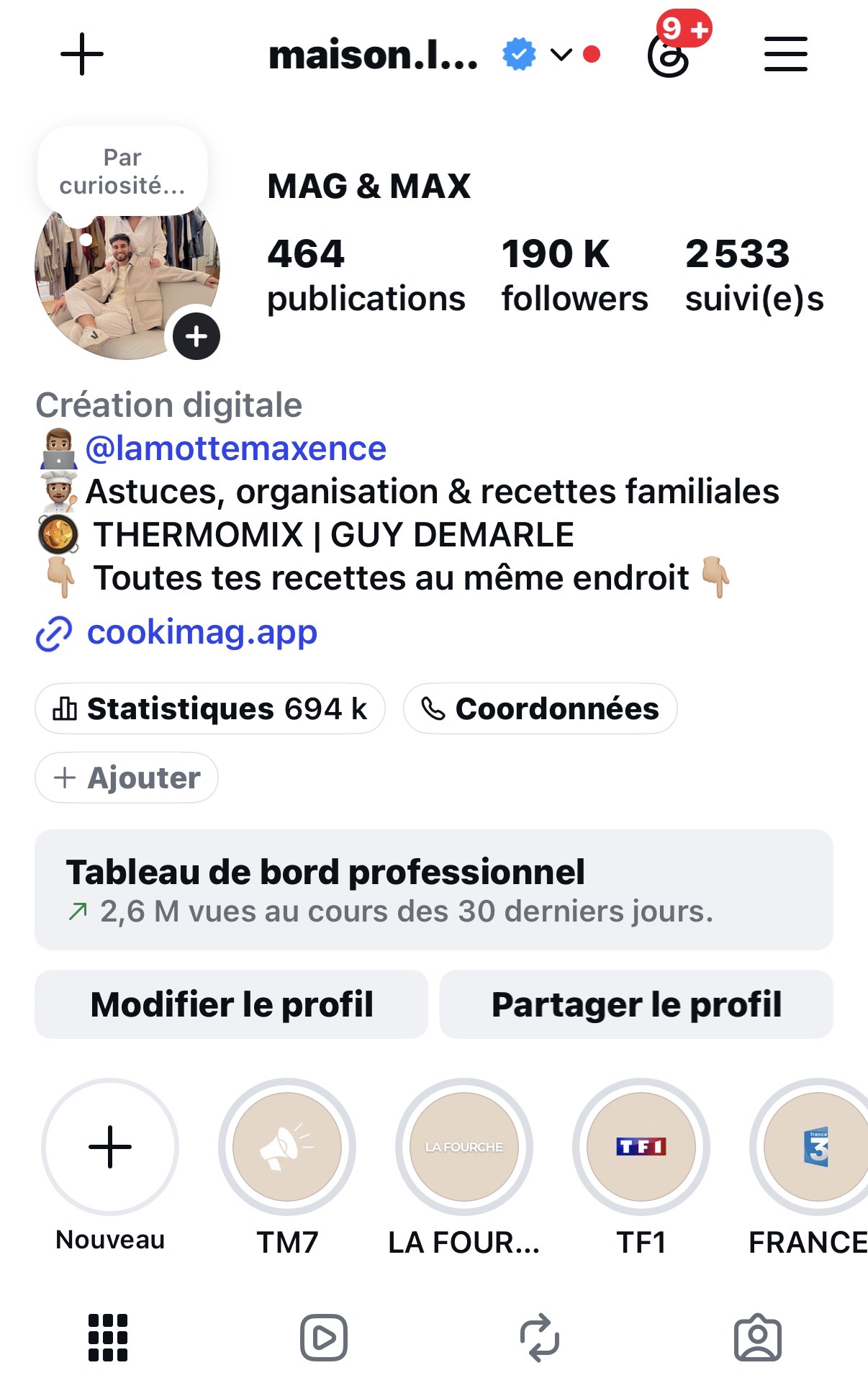 Profil Instagram Maison Lamotte